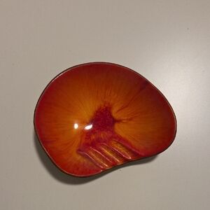 Vintage Treasure Craft Ashtray/Dish 1963 NO.11 Made In USA Faux Wood/Orange Red